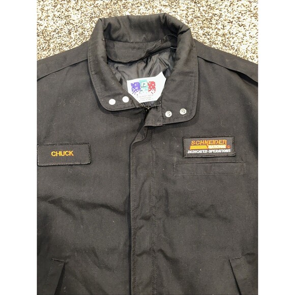 90s Jacket Snap Mens L Patch Logo Schneider National With Linner CHUCK - Picture 3 of 10